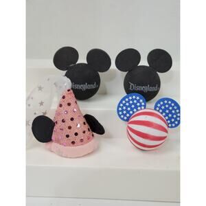Vintage Walt Disney Lot of 4 Antenna Ball Toppers Ears Princess Red White Blue